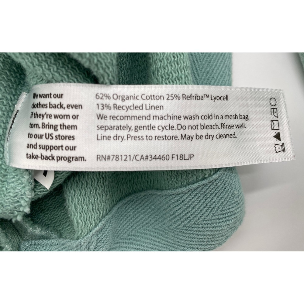 Eileen Fisher Organic Cotton Linen Lyocell Sweatshirt Sage Green Small S/P - Picture 5 of 14